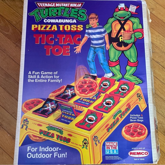 TMNT Cowabunga Pizza Toss Tic Tac Toe 1991 Ramco Very Rare Complete Original Box - Picture 1 of 16